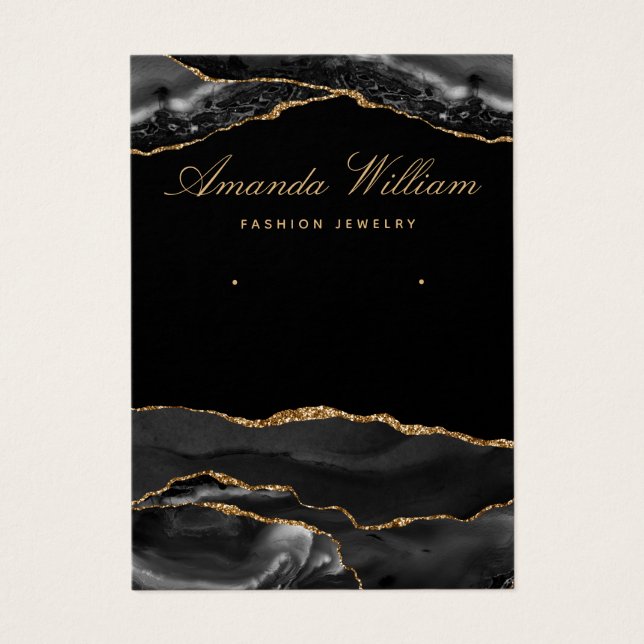 Carte d'affichage d'oreille d'agate moderne noir e (Devant)