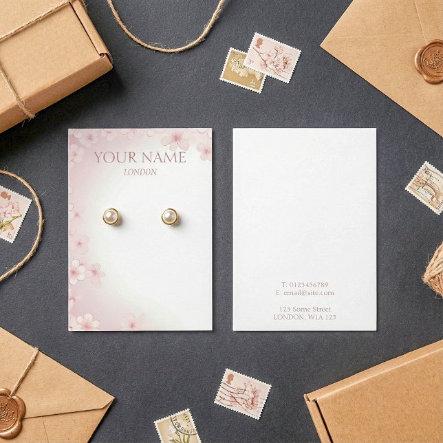 Carte d'affichage d'oreille en fleur de cerisier (Cherry blossom earring display card.)