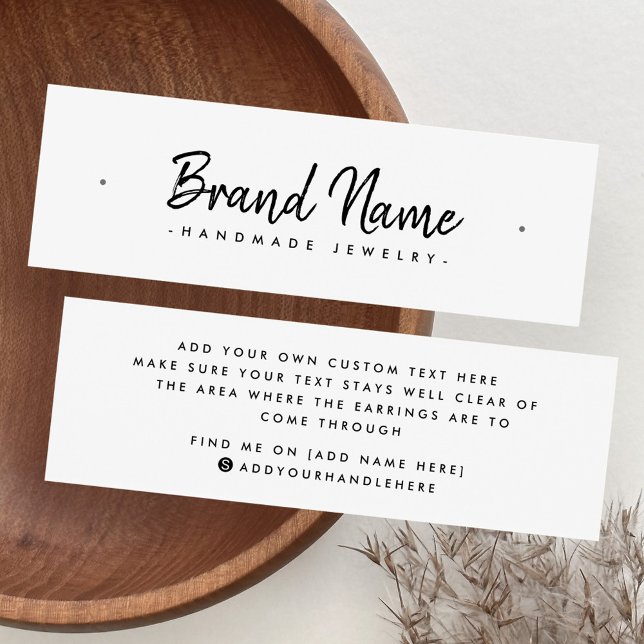 Carte d'affichage d'oreille minimale pour clin de  (Modern script minimal stud earring display card)