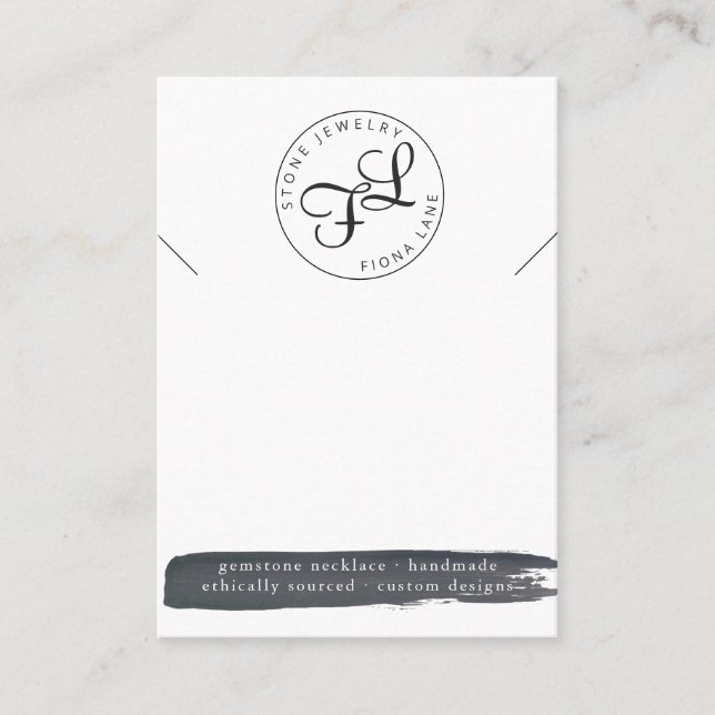 Carte d'affichage du collier d'aquarelle au charbo (Devant)