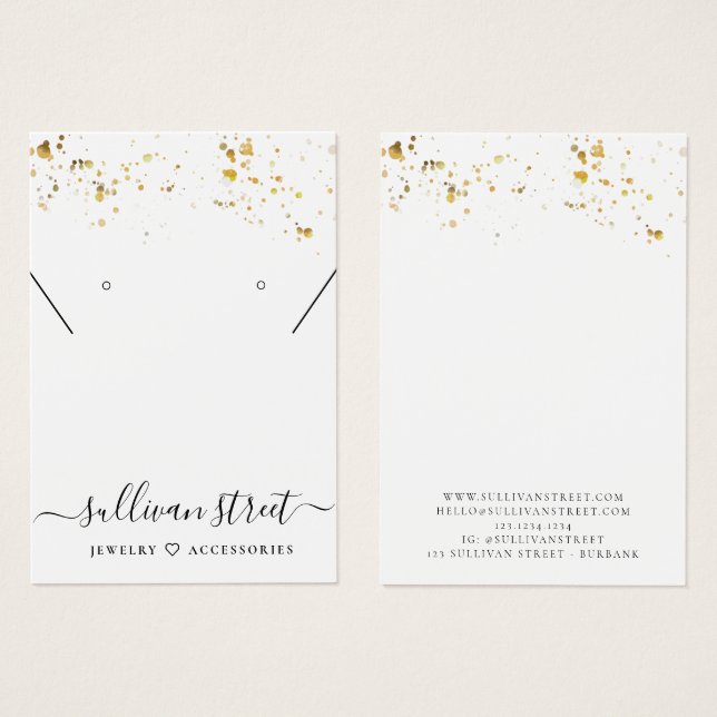 Carte d'affichage du collier d'oreilles Gold Splat (Devant & derrière)