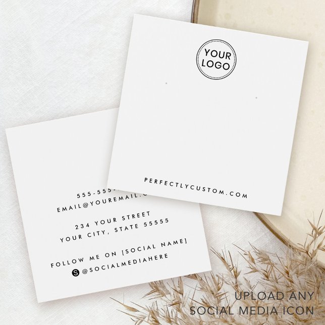 Carte d'affichage du logo blanc ou personnalisé (White or custom color logo earring display card)