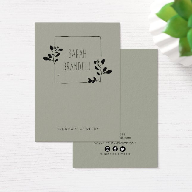 Carte d'affichage du logo ・ Cadre floral esquissé (Bureau)