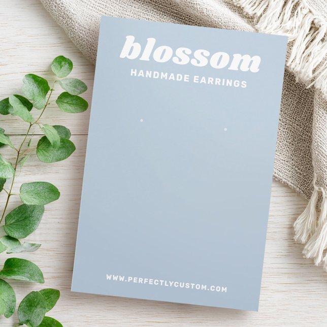 Carte d'affichage du logo de la police de caractèr (Dusty blue retro font logo earring display card)