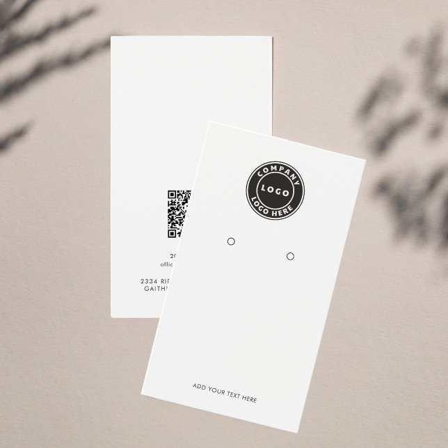 Carte d'affichage du logo d'entreprise QR Code sim (Business Logo and QR Code Earrings Display Vertical Card)