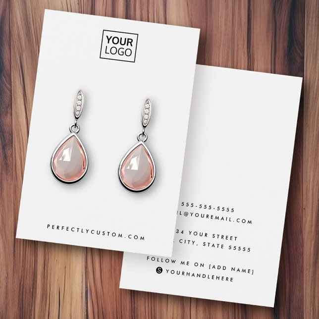 Carte d'affichage du logo d'oreille en blanc clair (Plain white or any color logo earring display card)
