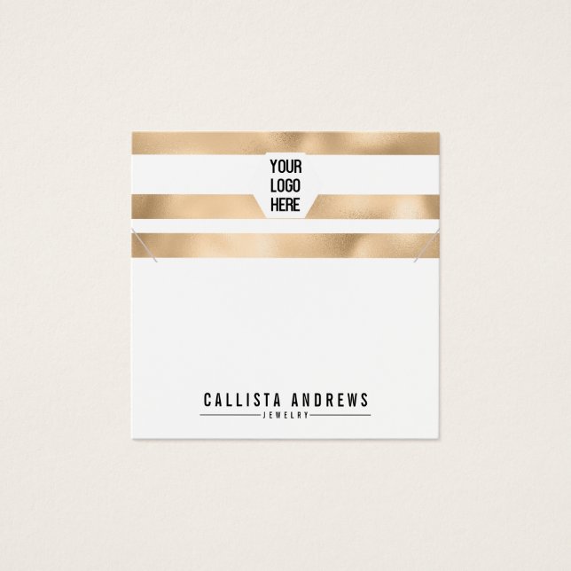 Carte d'affichage du logo Gold White Stripes (Devant)