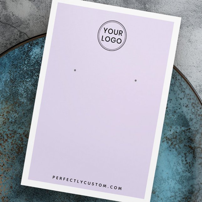 Carte d'affichage du logo personnalisé violet et b (Custom logo purple and white earring display card)