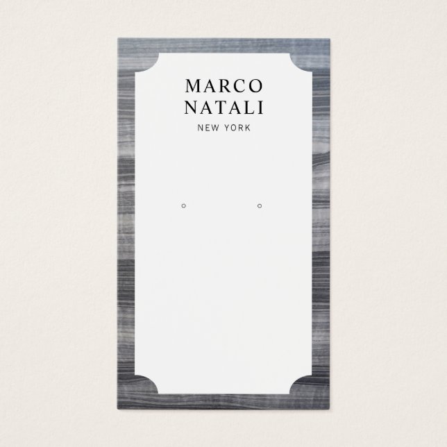 Carte d'affichage en marbre blanc rayé (Devant)