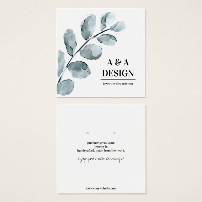 Carte d'affichage Feuilles d'aquarelle pour bijoux (Devant & derrière)