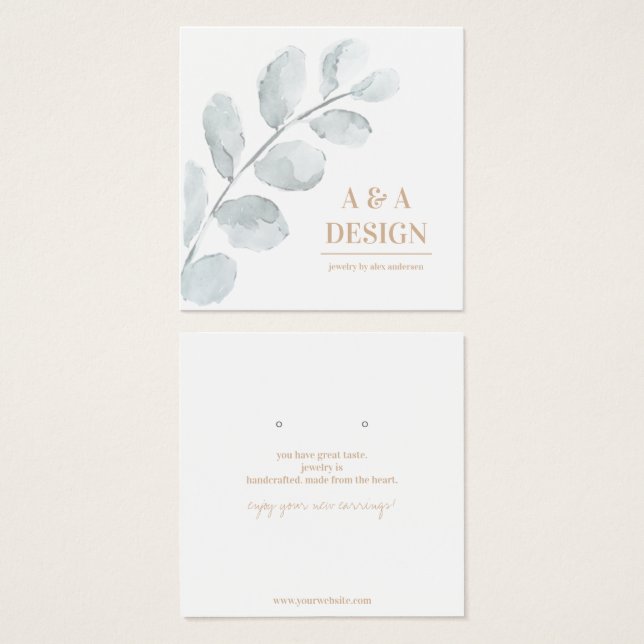 Carte d'affichage Feuilles d'aquarelle pour bijoux (Devant & derrière)