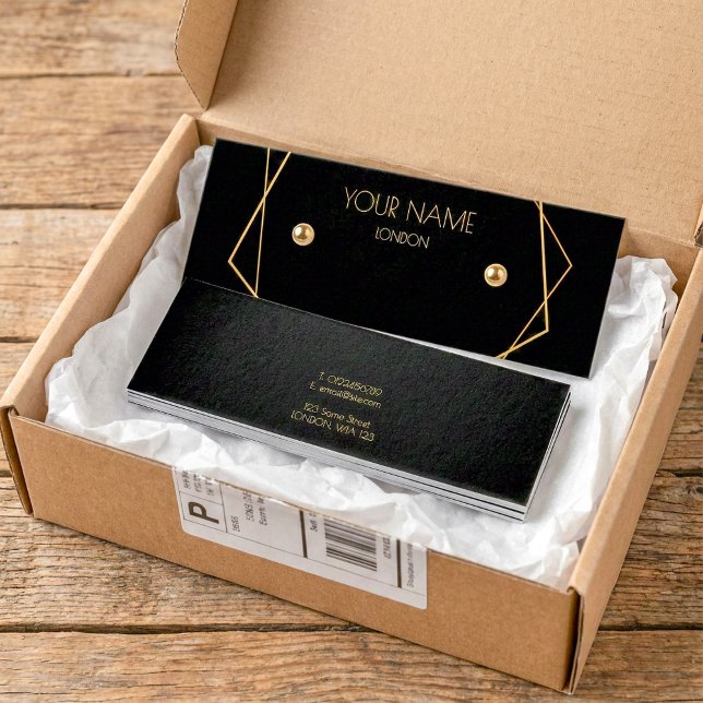 Carte d'affichage géométrique or (Gold geometric earring display card.)