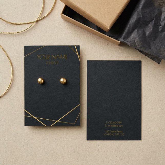 Carte d'affichage géométrique or simple (Simple gold geometric kraft earring display card.)