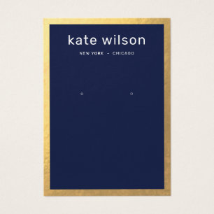 Carte d'affichage Gold Border Marine Blue Earring