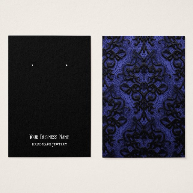 Carte d'affichage Gothique Lace Bleu Noir oreille (Devant & derrière)
