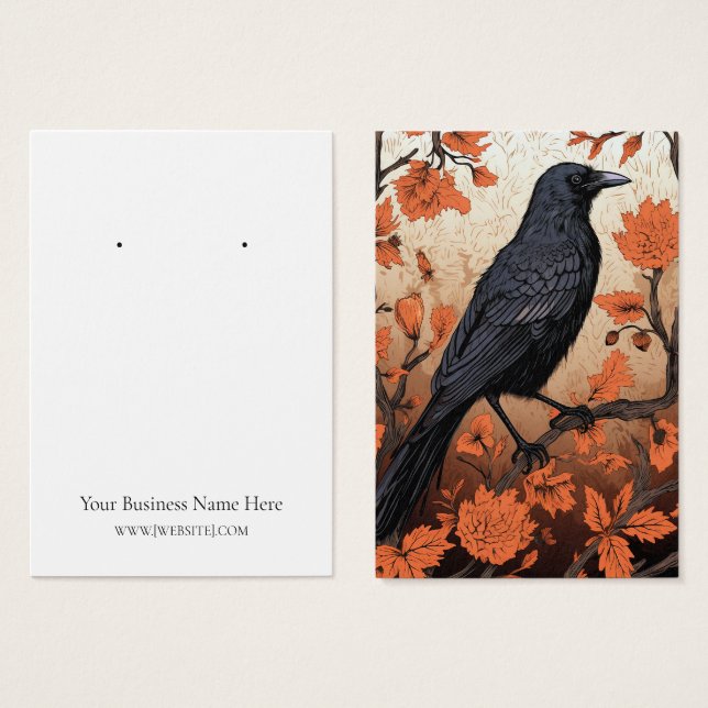 Carte d'affichage Halloween Crow Raven (Devant & derrière)
