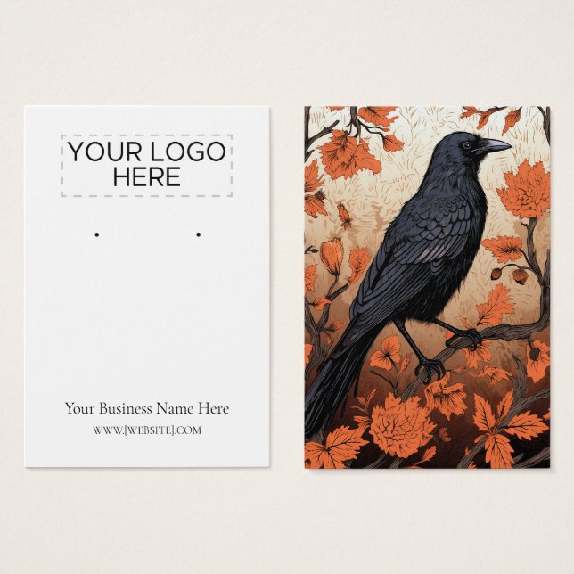 Carte d'affichage Halloween Crow Raven (Devant & derrière)