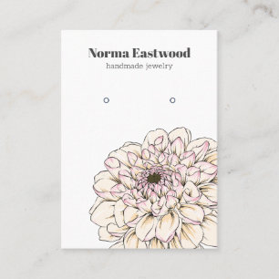 Carte d'affichage ivoire rose Dahlia à oreille