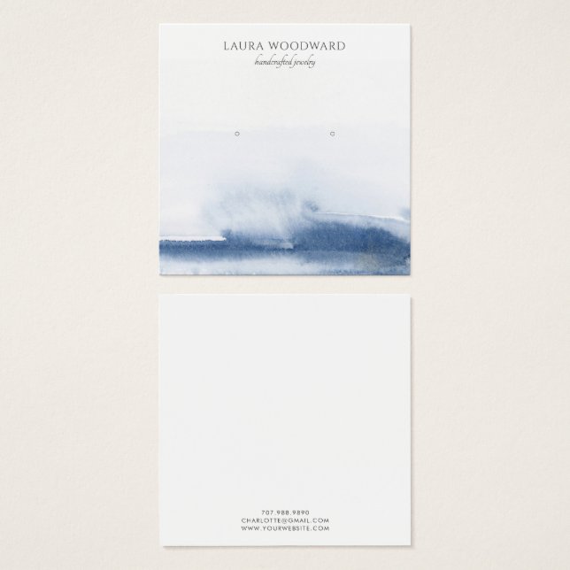 Carte d'affichage moderne Aquarelle bleue (Devant & derrière)