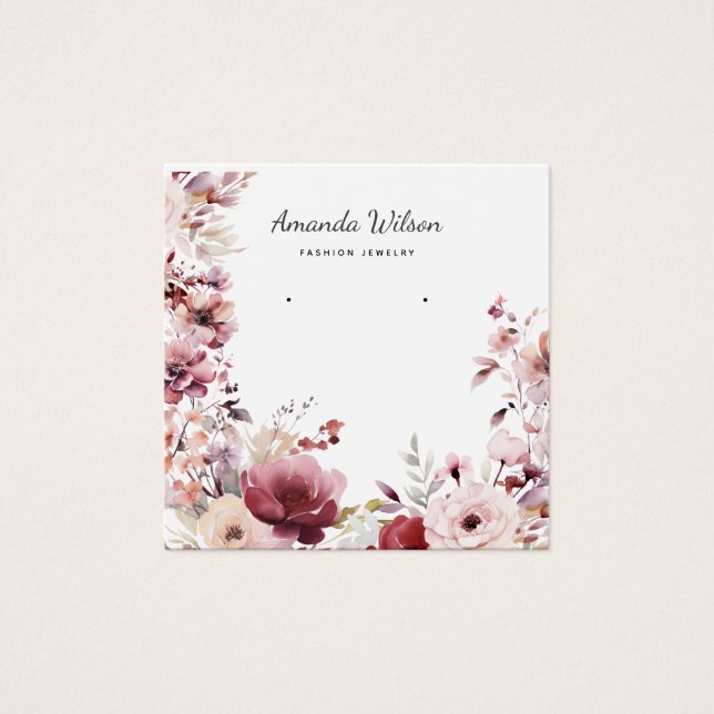 Carte d'affichage moderne bijoux floral aquarelle (Devant)