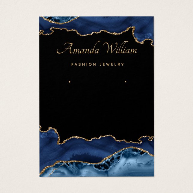Carte d'affichage moderne Blue and Gold agate (Devant)