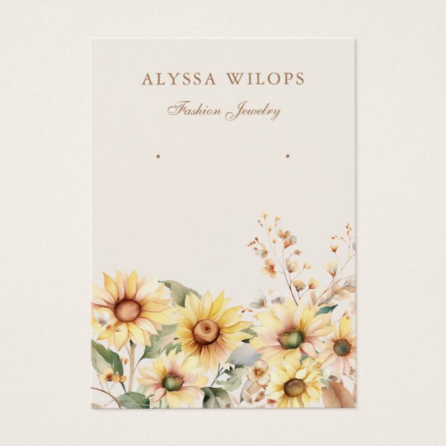 Carte d'affichage moderne chic tournesol floral or (Devant)