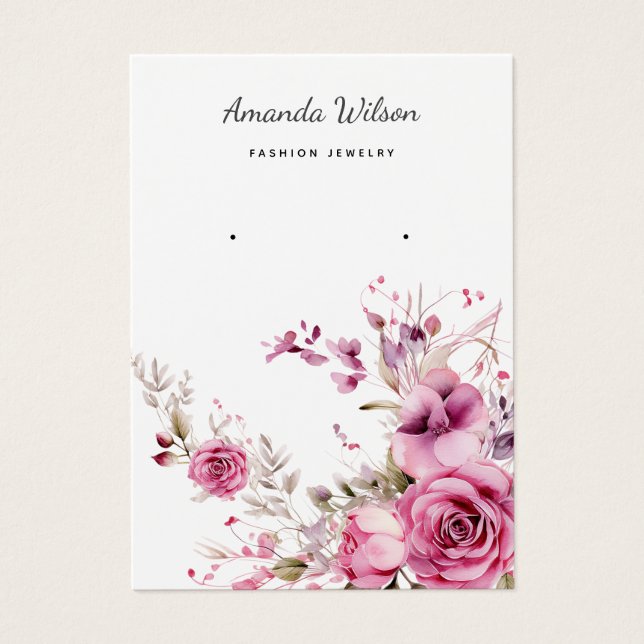 Carte d'affichage moderne Elegant rose floral (Devant)