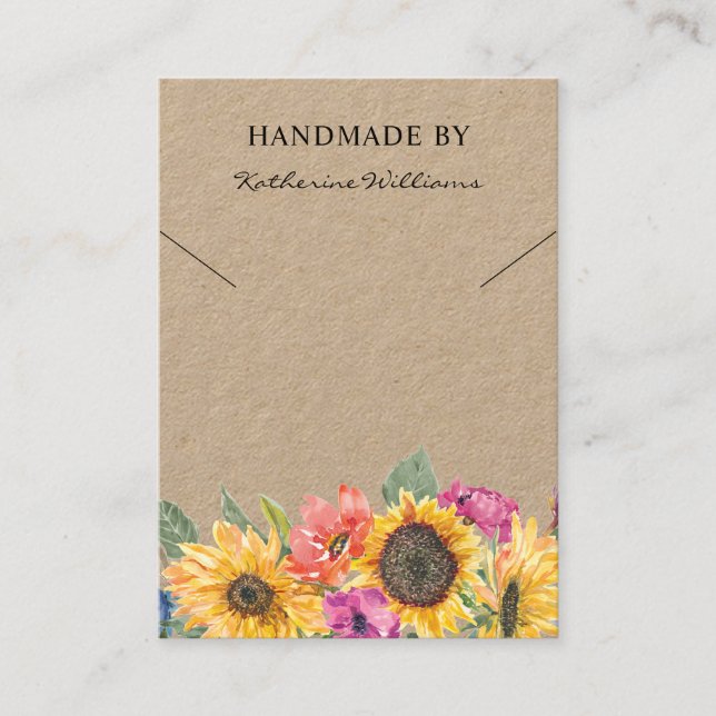 Carte d'affichage Nacklace | Floral de tournesol (Devant)