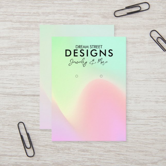 Carte d'affichage Neon Green Pink Rainbow oreille (Devant/Arrière en situation)