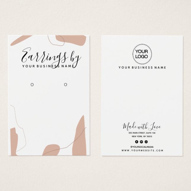 Carte d'affichage Pastel Pink Abstrait pour oreill (Devant & derrière)