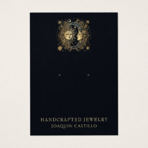 Carte d'affichage pour bijoux Black Sun Moon en or