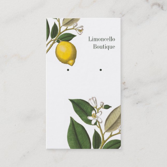 Carte d'affichage pour bijoux botaniques au citron (Devant)