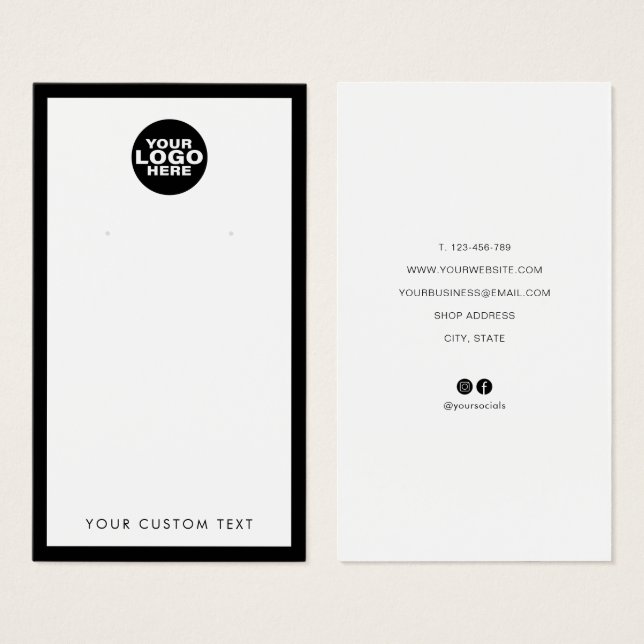 Carte d'affichage pour bijoux d'oreille de logo pe (Devant & derrière)
