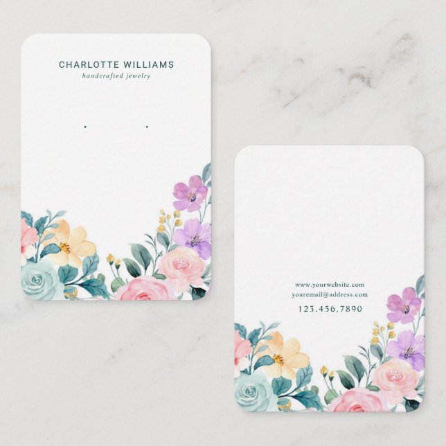 Carte d'affichage pour bijoux floraux du jardin de (Devant / Derrière)