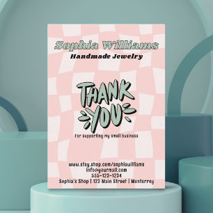 Carte d'affichage Retro Pink Checker Bracelet Bijo