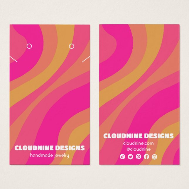 Carte d'affichage rétro Wave Earring Collier bijou (Devant & derrière)