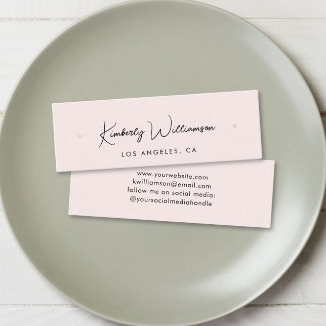 Carte d'affichage rose à boucle à oreille chic Scr (Empower your name in our signature script as your logo and brand identity)