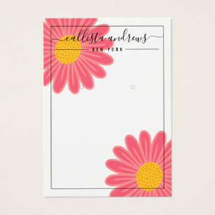 Carte d'affichage rose Fleurs Jaunes Cursive à ore