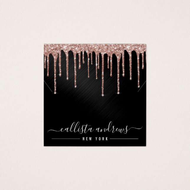 Carte d'affichage rose Gold Black Parties scintill (Devant)