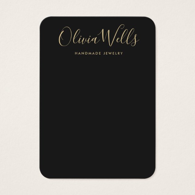 Carte d'affichage simple Black Gold Script (Devant)
