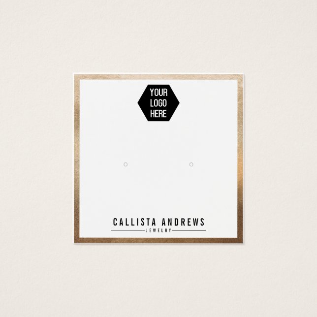 Carte d'affichage simple or blanc bordure logo (Devant)