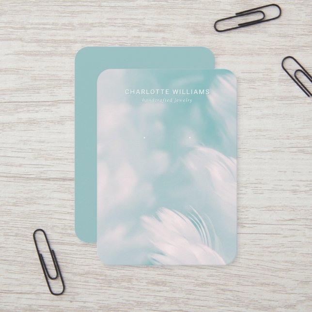 Carte d'affichage Soft Turquoise Petal Jewelry (Devant/Arrière en situation)
