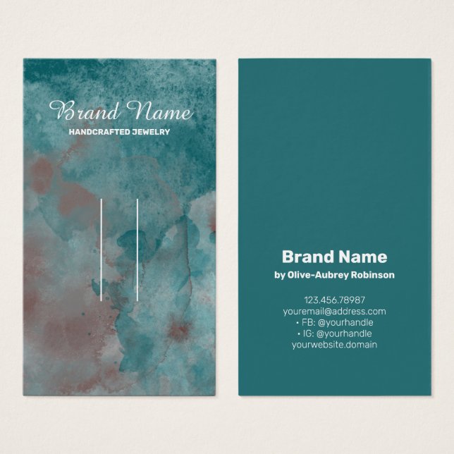 Carte d'affichage turquoise Brown Aquarelle (Devant & derrière)