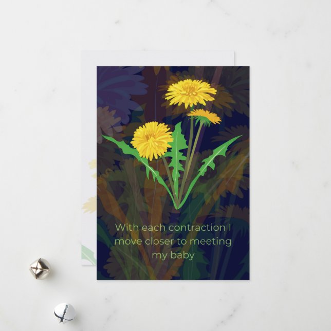 Carte d'affirmation de naissance avec fleurs (Devant/Arrière en situation)