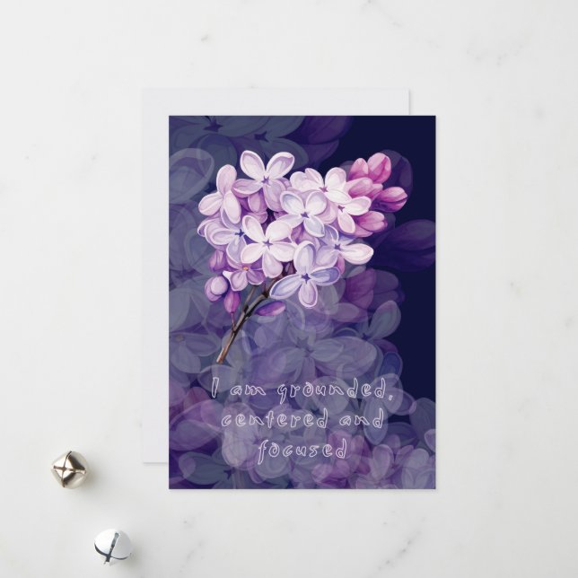 Carte d'affirmation de naissance avec fleurs (Devant/Arrière en situation)