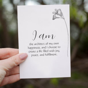 Carte d'Affirmation Personnalisable Floral Minimal