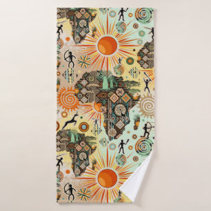 Carte d'Afrique Motif Décoratif d'Éléments Tribaux