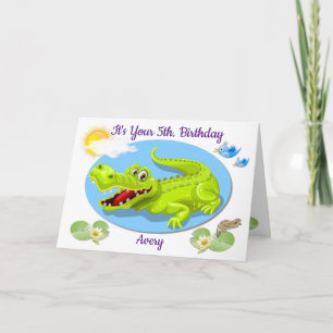 Carte d'âge pour enfant crocodile souriant