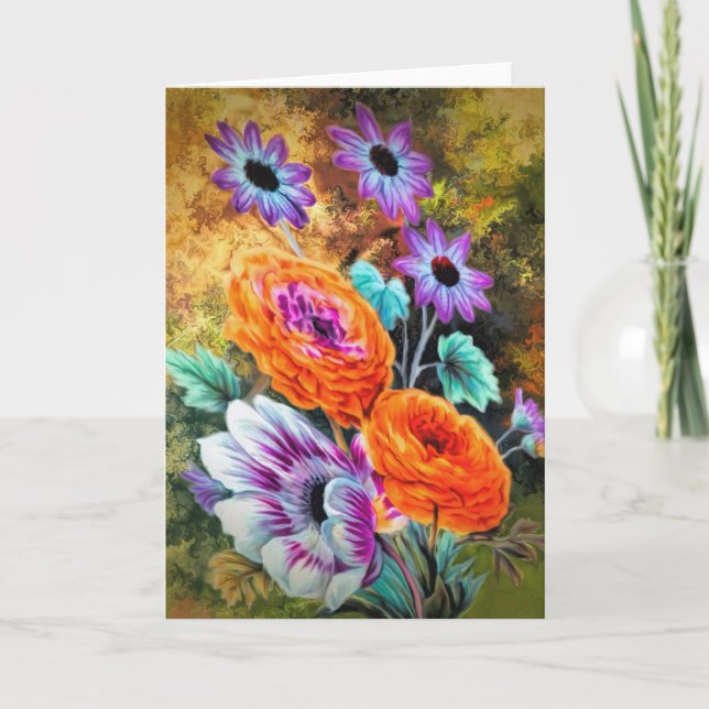Carte Dahlia daisy jardin fleuri peinture florale (Devant)