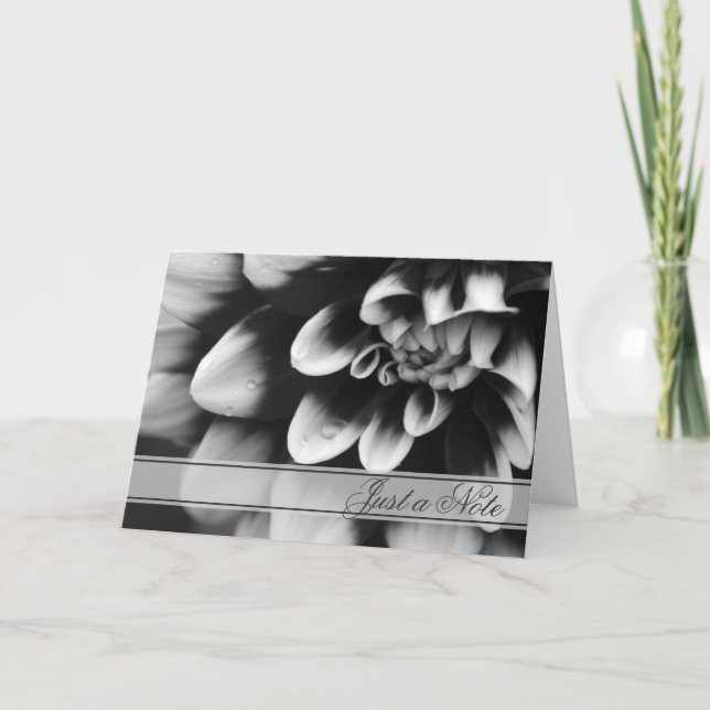 Carte Dahlia noir et blanc Juste une note (Devant)